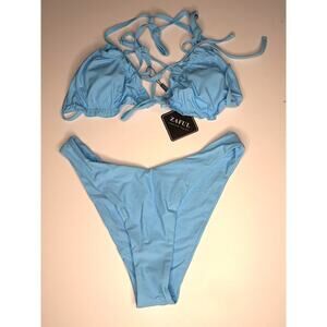 Zaful Women's Light Blue Ruffle Bikini Swimsuit New 6